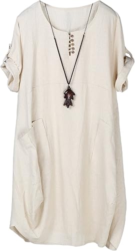 Minibee Women's Ruffle Oversize Casual Midi Dresses with Pockets