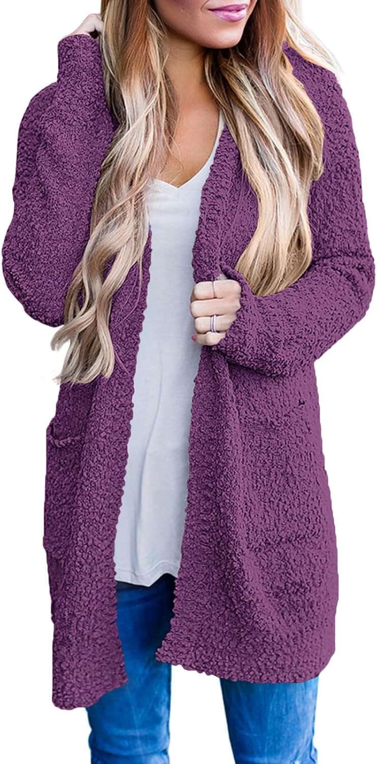 MEROKEETY Women's Long Sleeve Soft Chunky Knit Cardigan Coat