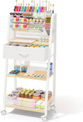 3 Tier Rolling Cart - Metal Utility Cart with Drawer - Compact Storage