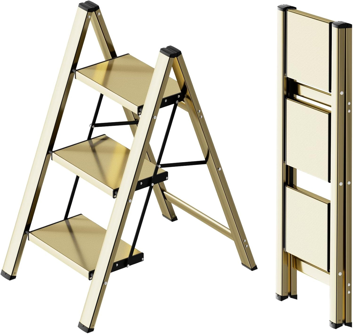 3 Step Ladder for Safe Climbing, Lightweight and Foldable Use