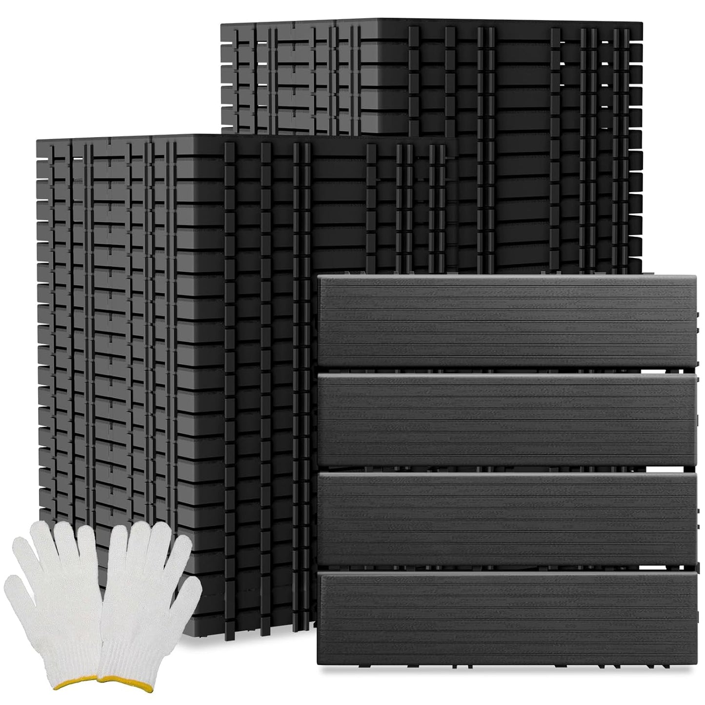 60 Pack Plastic Interlocking Deck Tiles for Indoor Outdoor Use