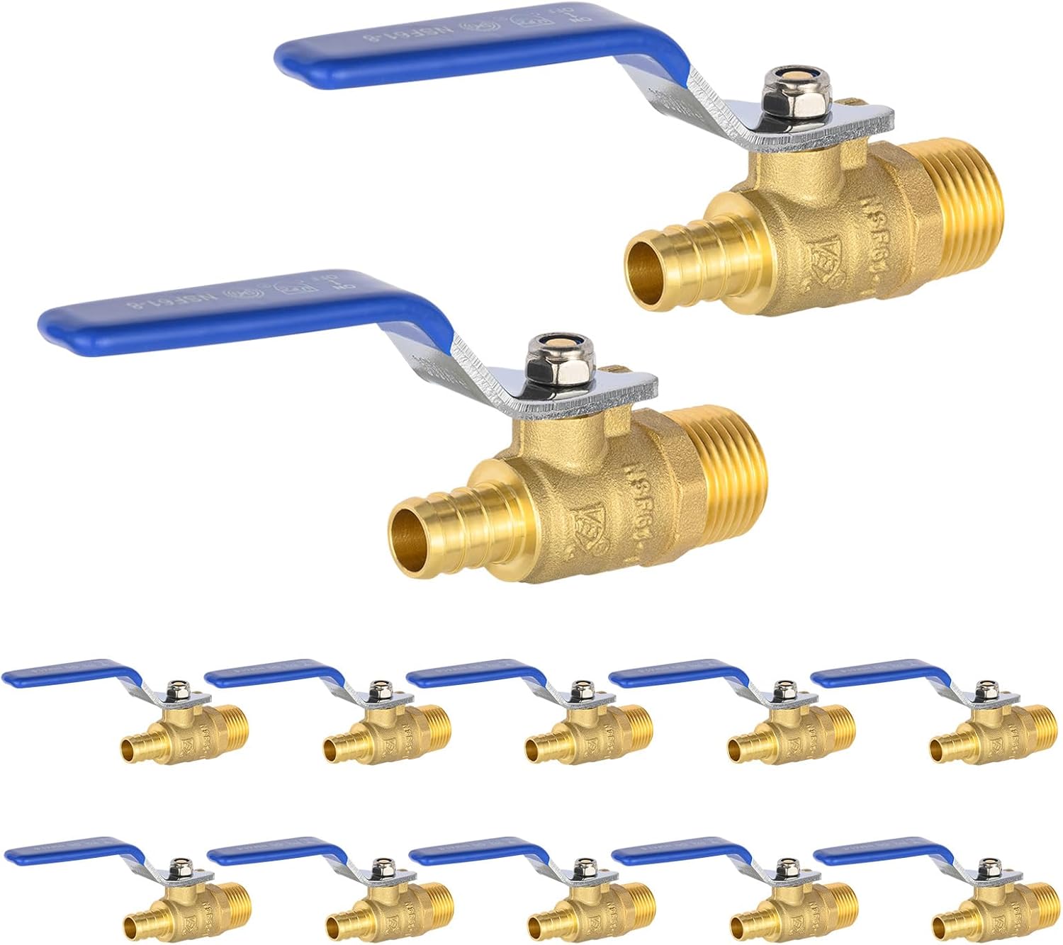 Pack of 10 Crimp Pex X NPT Male Brass Shut-off Ball Valves
