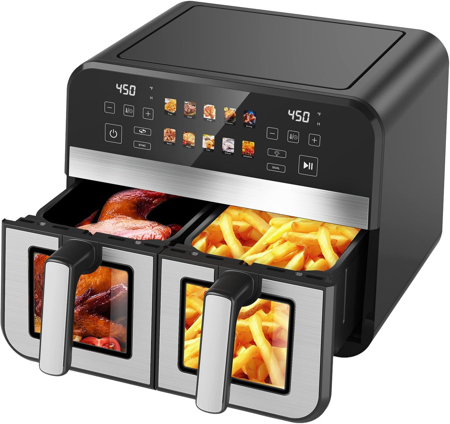 10QT Dual Basket Air Fryer with 12 Cooking Presets for Easy Meals