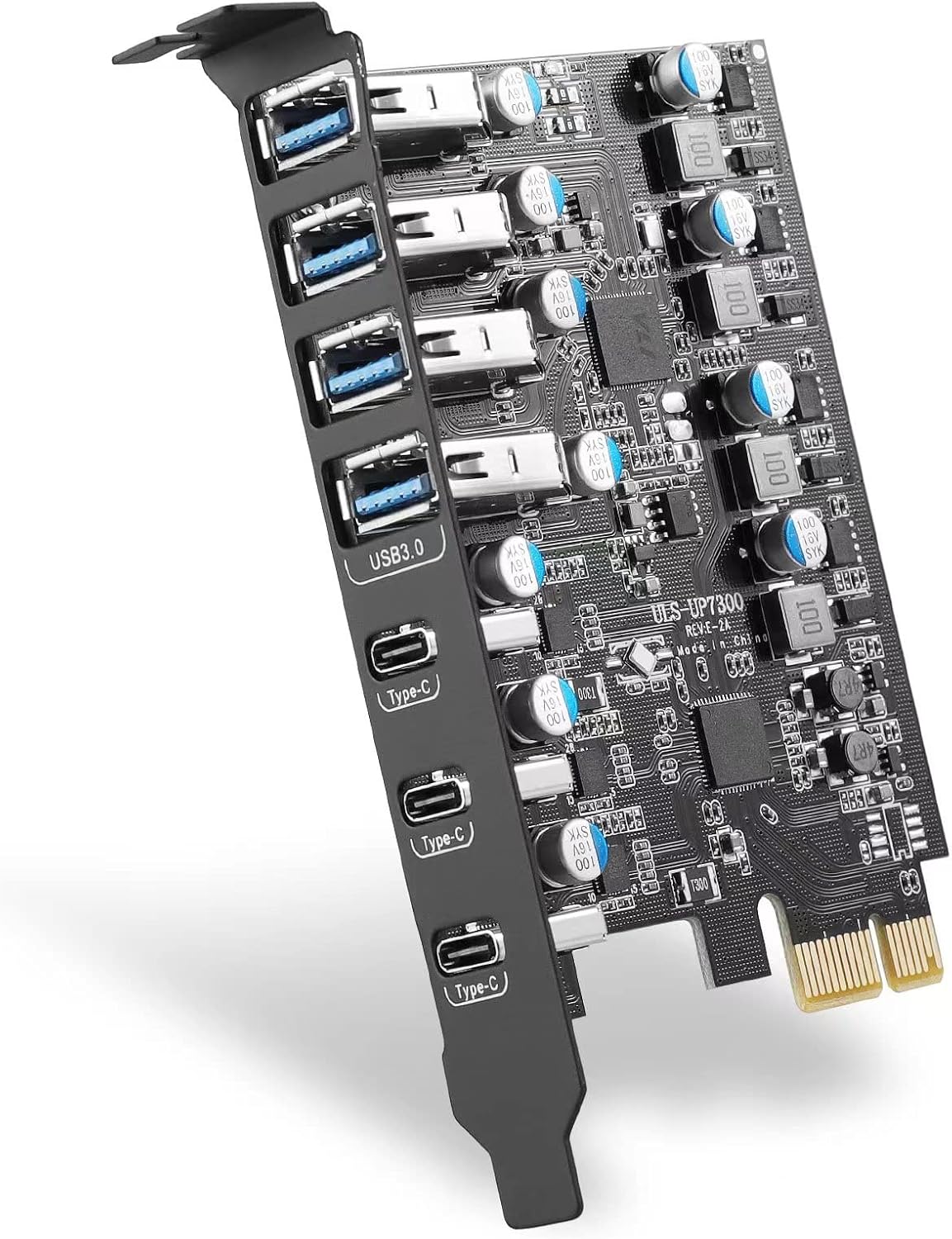Fanblack 7 Ports PCI-E to USB 3.0 Expansion Card for Desktops