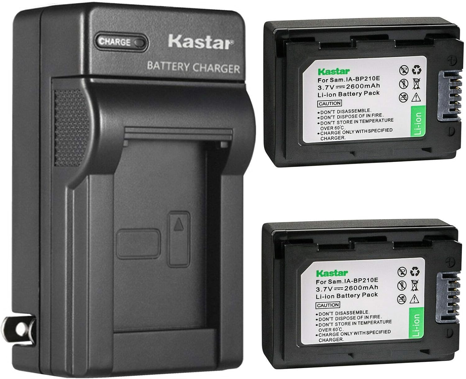 Kastar 2-Pack IA-BP210E Battery and Charger for Samsung Cameras
