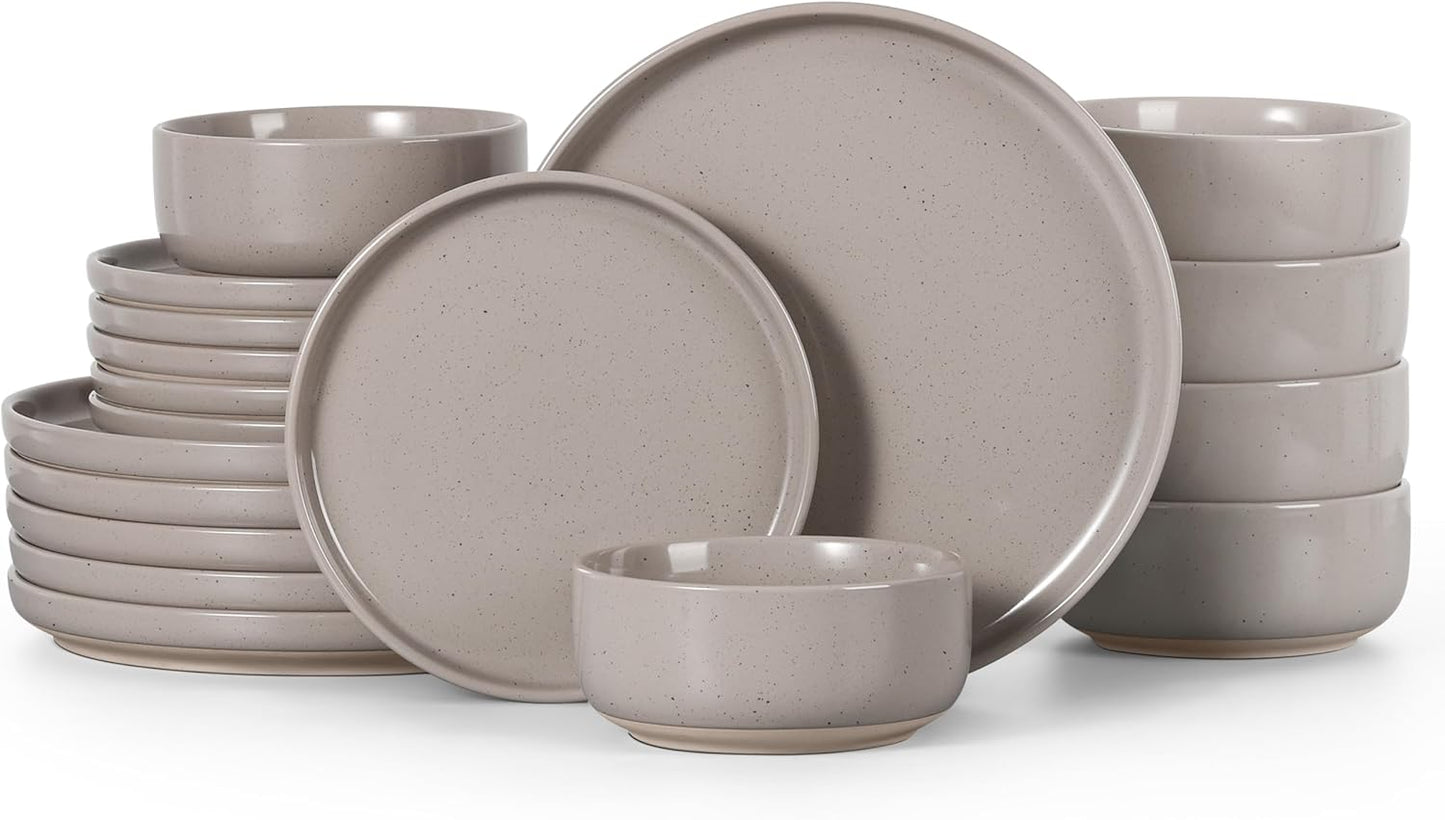 HaWare Stoneware Dinnerware Sets - 18-Piece Plates and Bowls