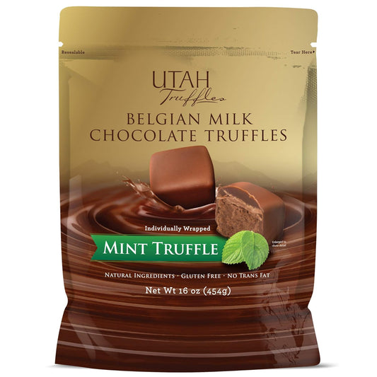 Utah Truffles Belgian Milk Chocolate Mint Pouch for Indulgence