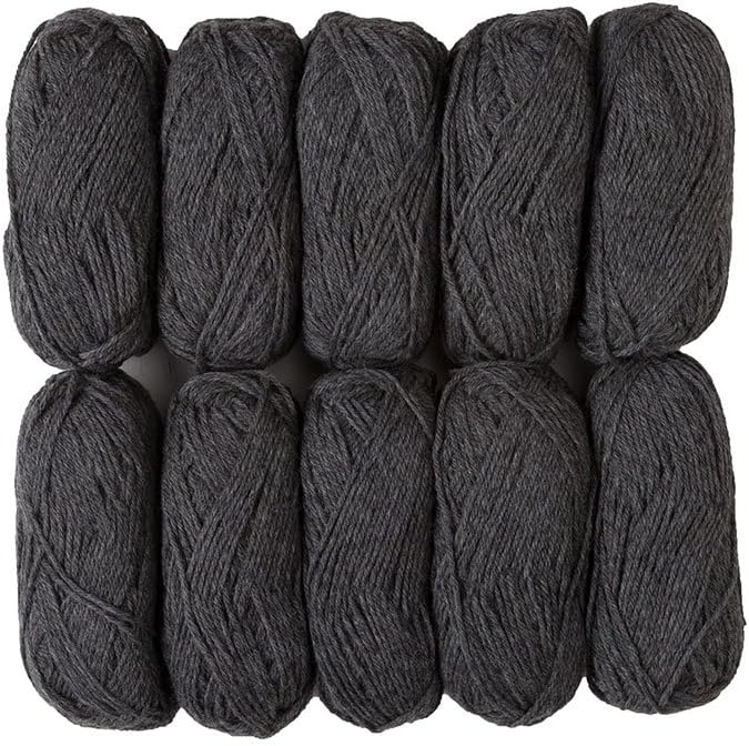 Knit Picks Wool of The Andes Yarn Pack - 10 Skeins of Gray Wool