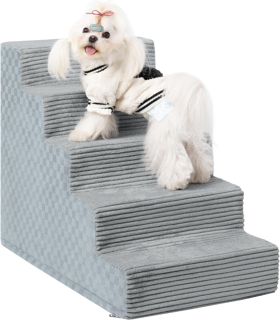 Dog Stairs for Small Dogs - 5-Step Foam Pet Steps for Comfort