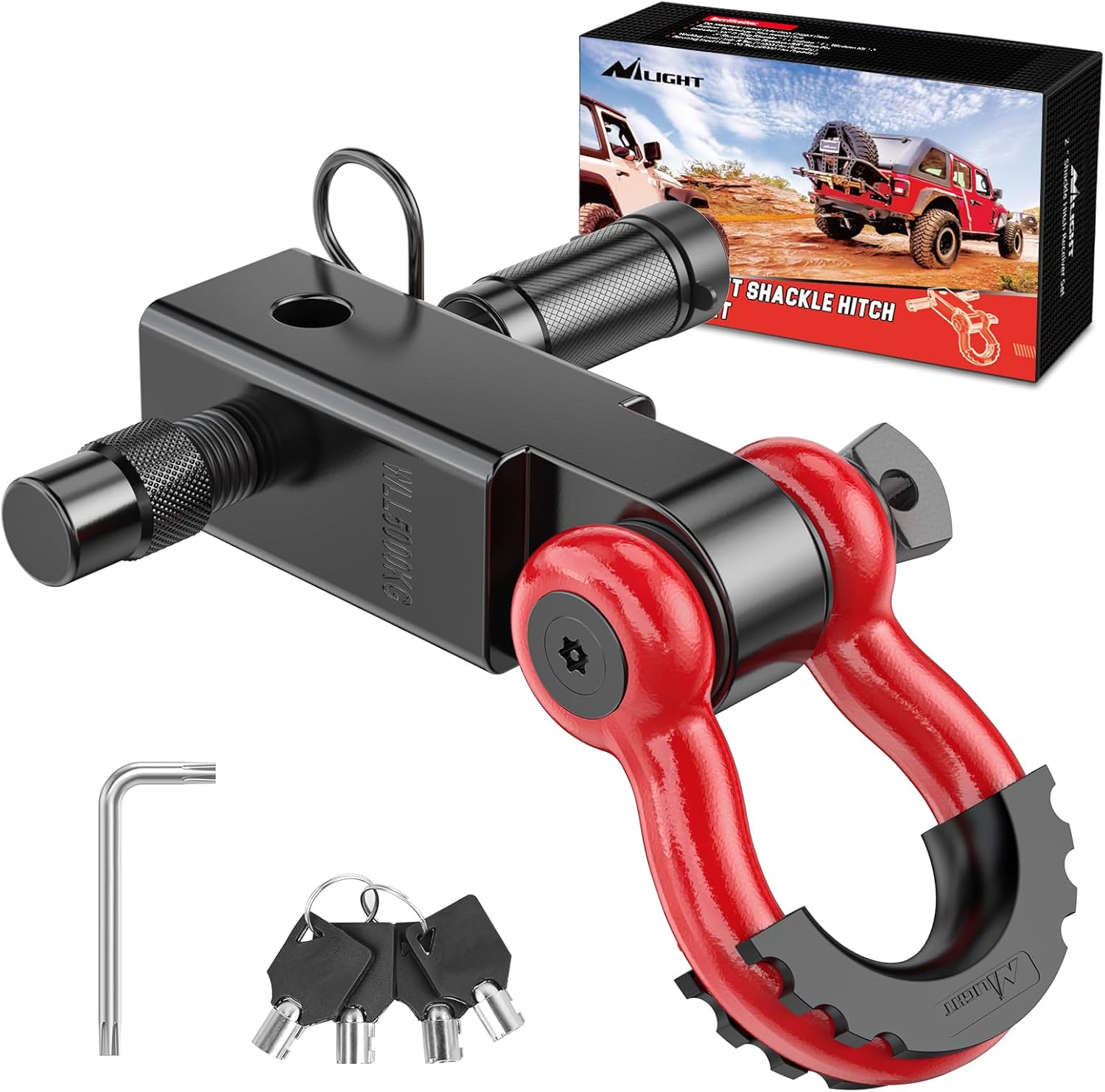 Nilight Anti-Theft Shackle Hitch Receiver for Heavy Duty Towing