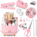 SKYDUE Pink Desk Set | 360-Degree Rotation | Office Supplies