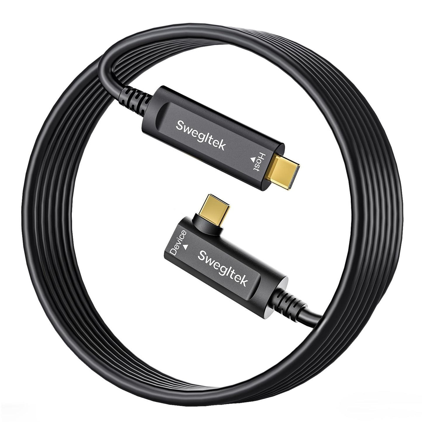 Fiber Optic USB C Cable Right Angle 50ft for High Speed Data