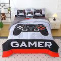 JQinHome Full Gamer Comforter Set for Boys - 6 Piece Bedding