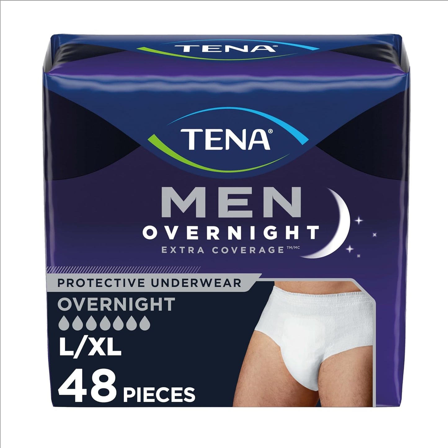 TENA Overnight Extra Coverage Incontinence Underwear for Men
