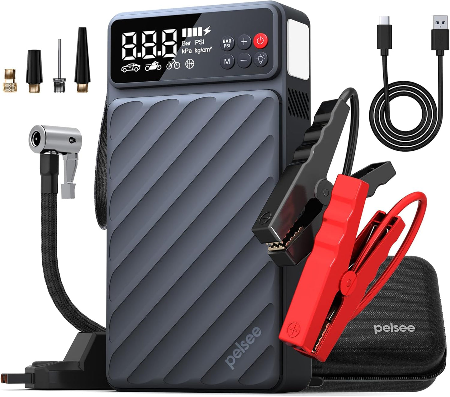 Pelsee 3500A Jump Starter with Air Compressor for Vehicles
