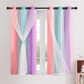 XiDi Kids Pink Curtains for Girls Bedroom with Star Cutouts