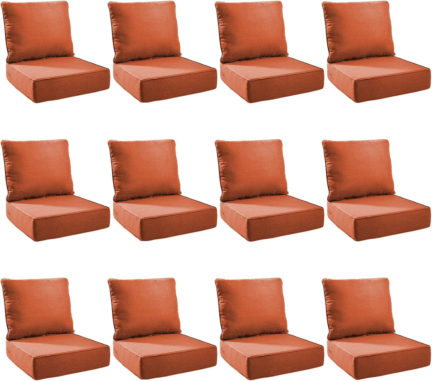 Outdoor Cushion Set for Patio Furniture - 12-Pack in Orange