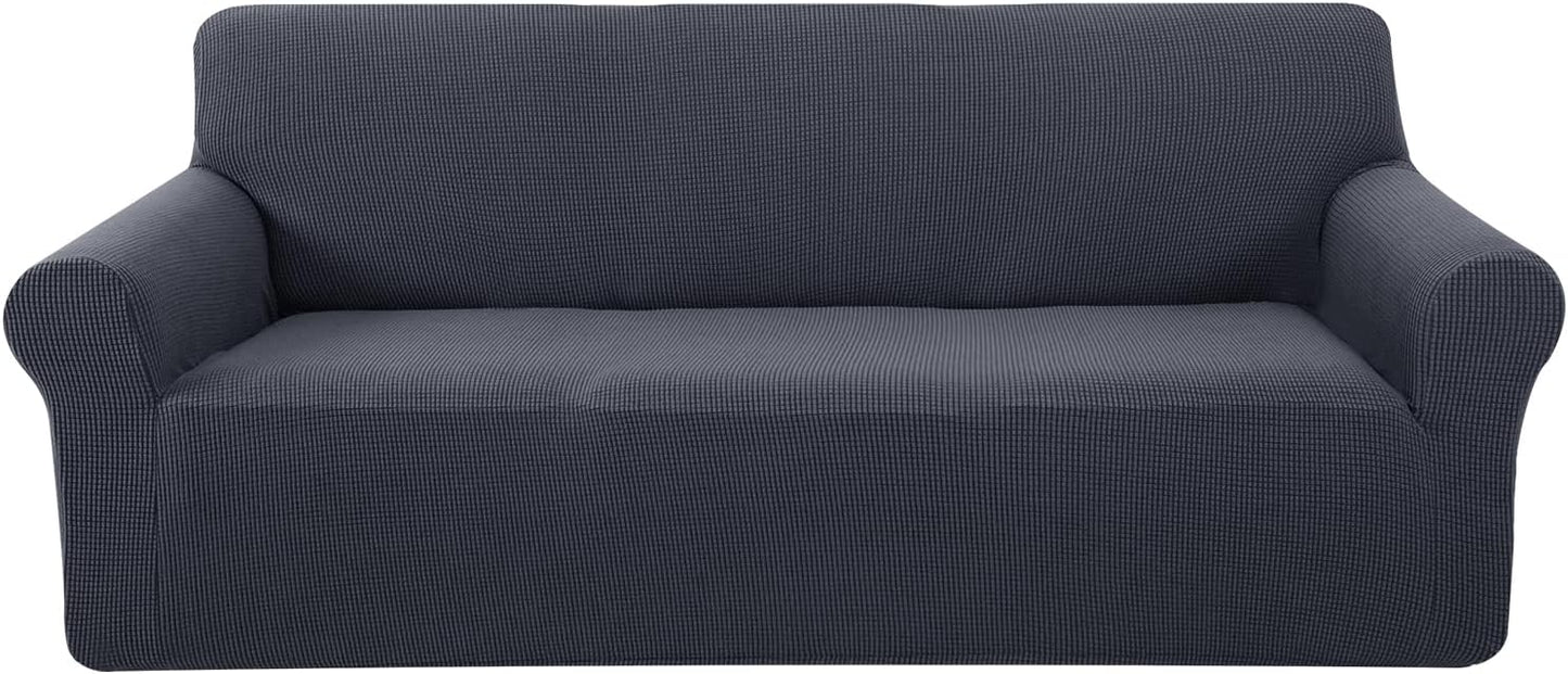 U-NICE HOME Stretch Couch Cover for 3 Cushion Sofa in Dark Grey