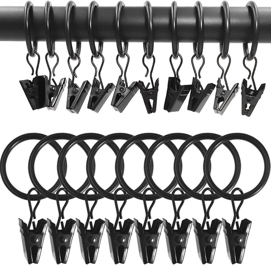 100 Pack Black Curtain Rings: Easy Drapery Hanging