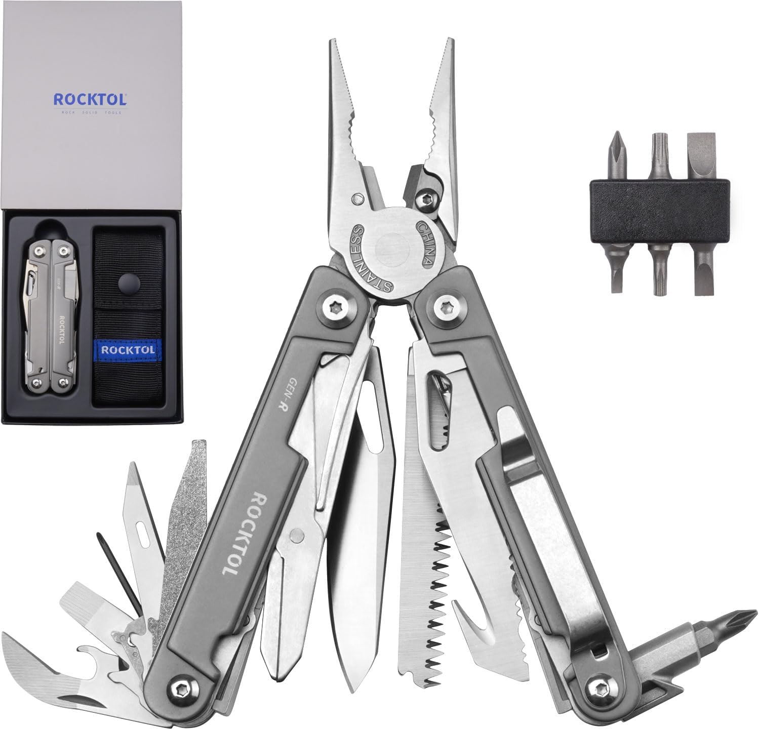 ROCKTOL Multitool Pliers with VG10 Blade for Outdoor Adventures