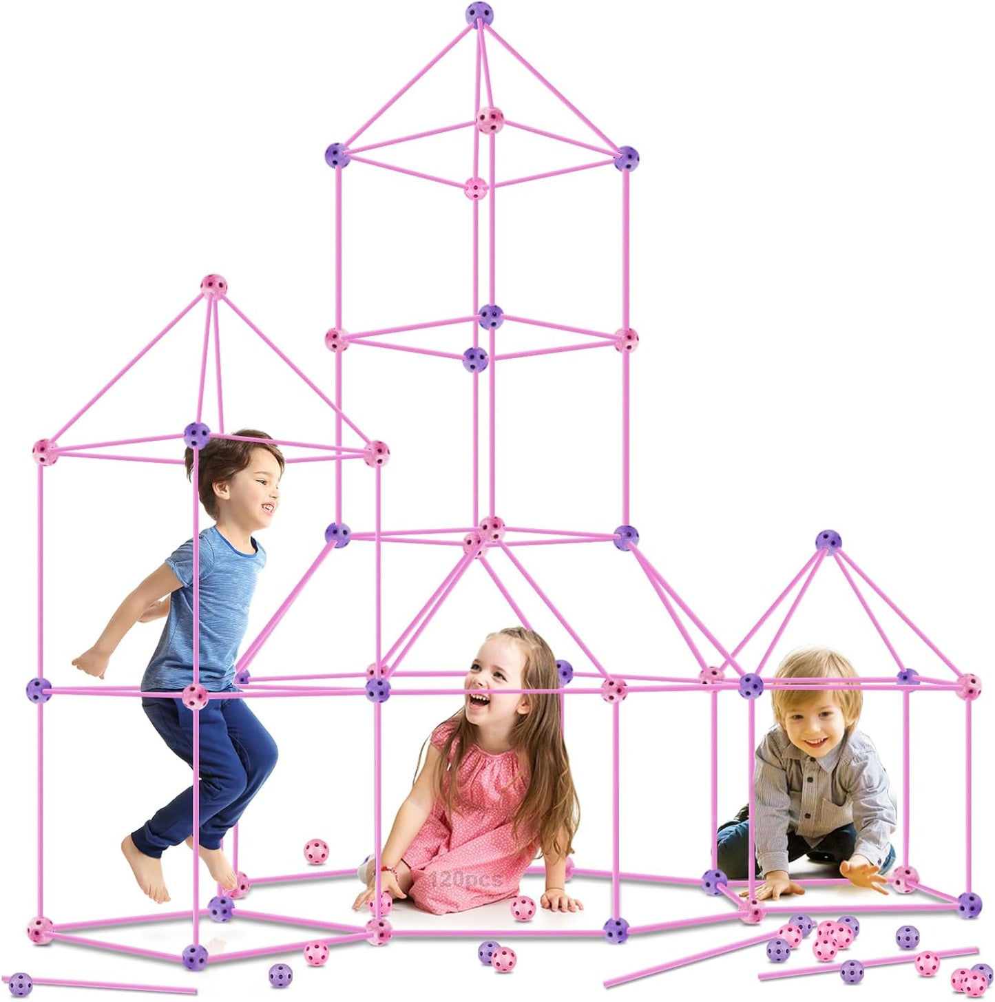 Kids Fort Building Kit 120 Pieces for Creative Fun and Learning