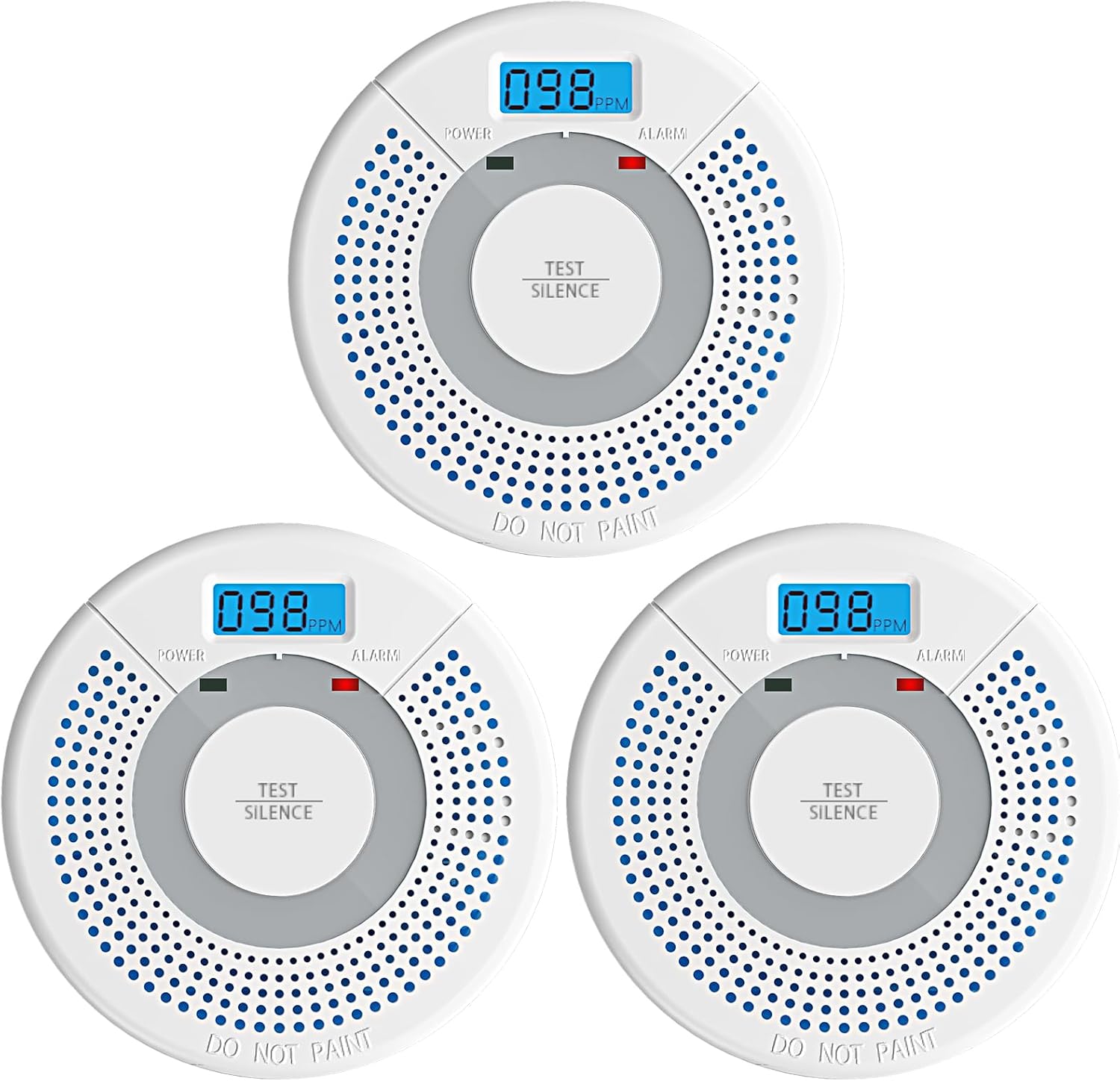 3 Pack Photoelectric Smoke Alarm & CO Detector with Display