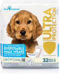Paw Inspired Male Dog Wraps Disposable Belly Bands - 32 Count Small