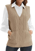 WomensKnit Sweater Vest V Neck Sleeveless Cardigan (Style WN9G)