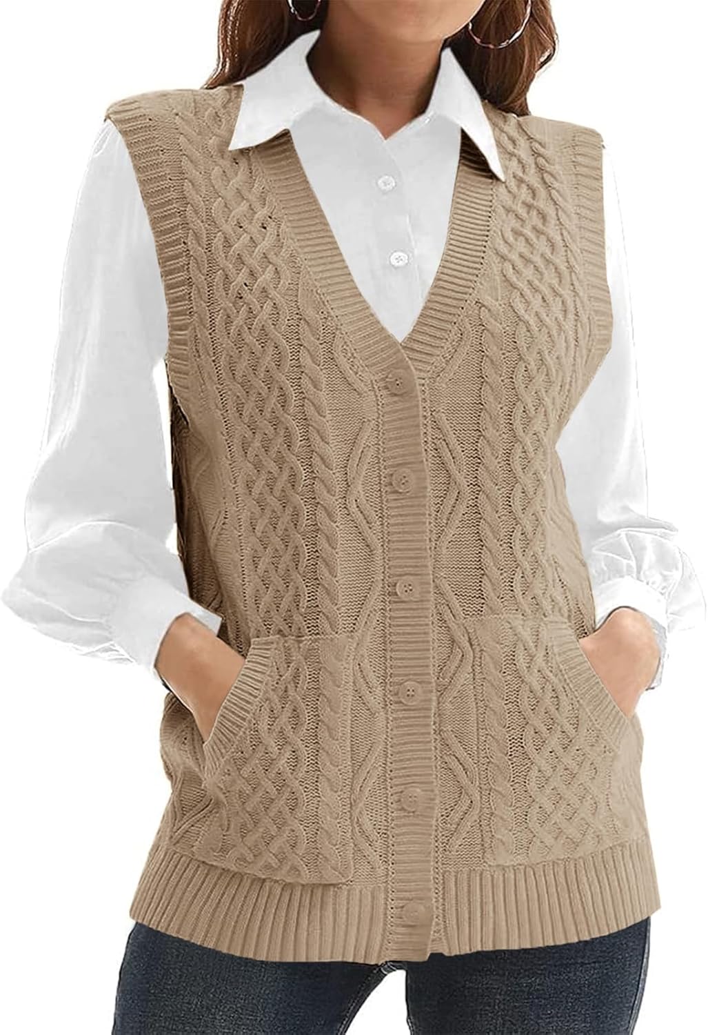 Womens Knit Sweater Vest V Neck Sleeveless Cardigan Style