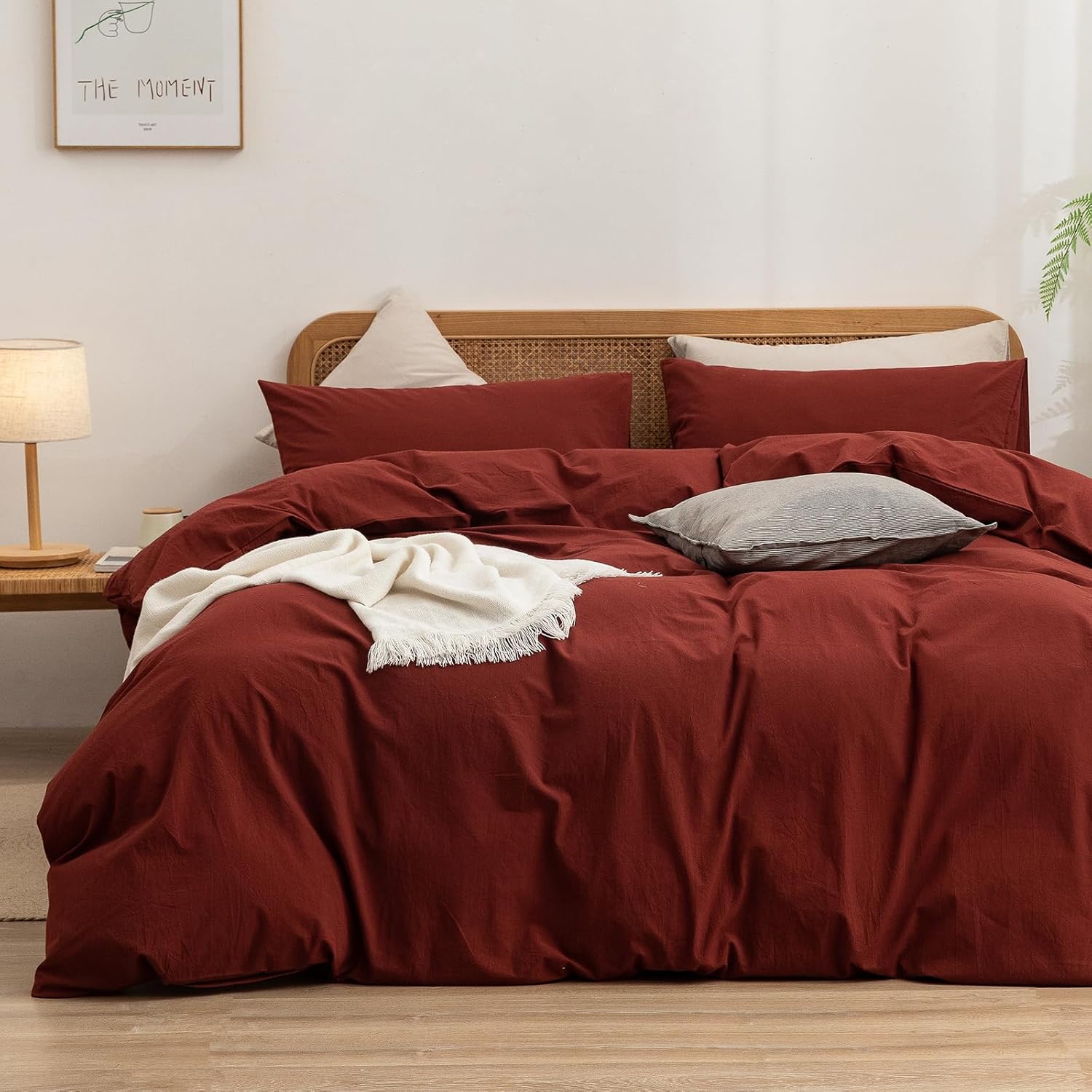 BESTOUCH Duvet Cover Set 100% Washed Cotton for Chic Comfort
