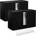 2PCS Bamboo Paper Towel Dispenser Black - Space-Saving Holder