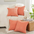 Boho Coral Corduroy 24x24 Pillow Covers 4-Pack - Soft Plush Set