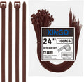 XINGO 24 Brown Zip Ties - 100 Pack, Heavy Duty, 60lb Strength