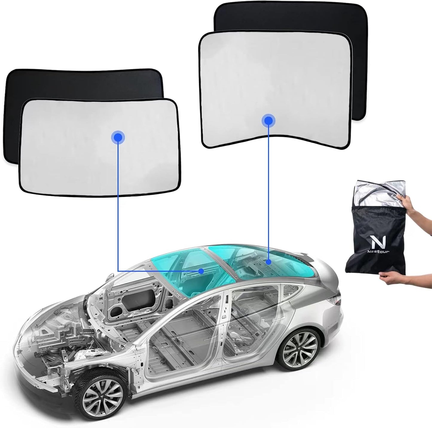 Tesla Model 3 Sunshade with UV Protection and Easy Installation