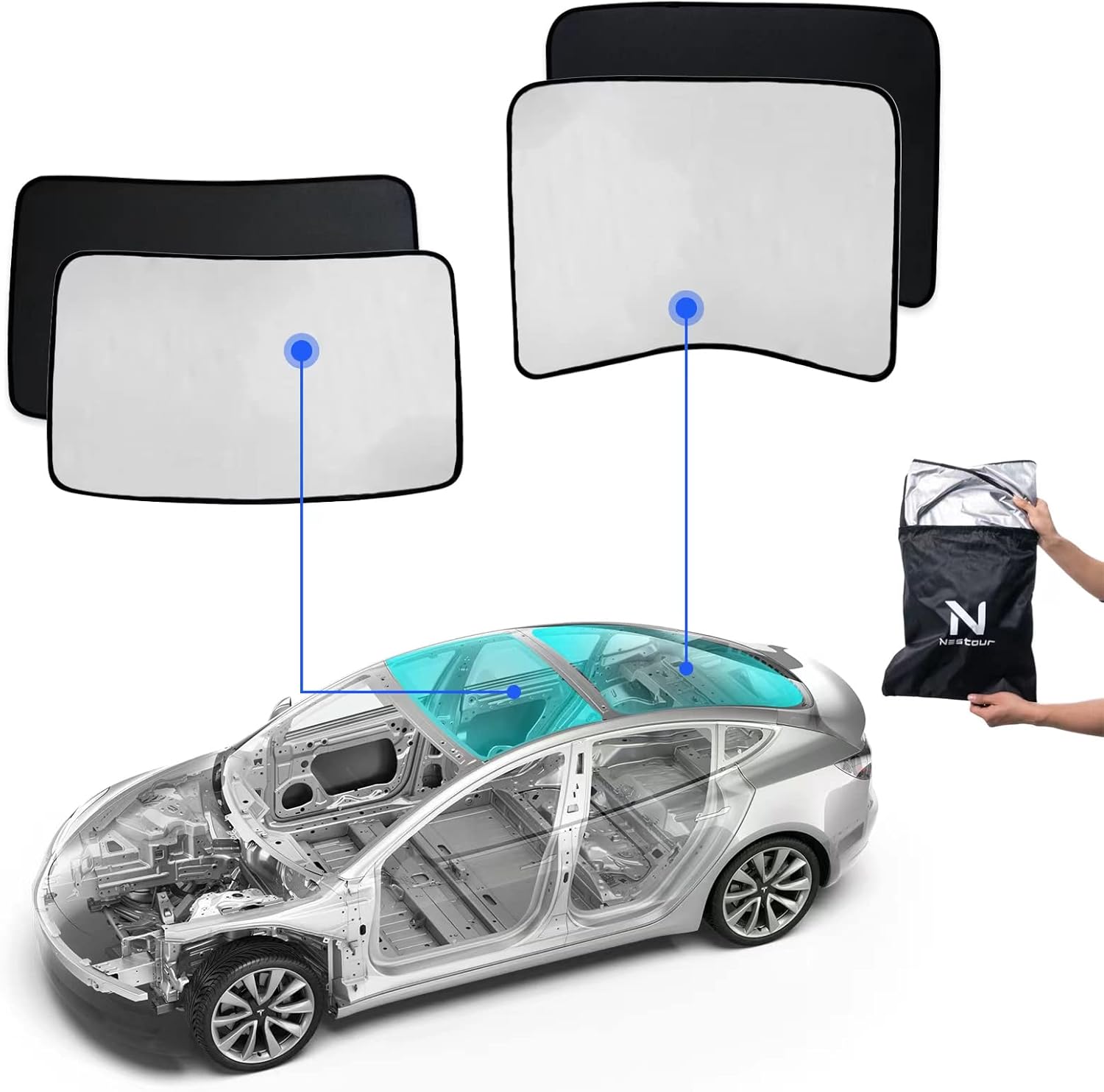 Tesla Model 3 Sunshade with UV Protection and Easy Installation