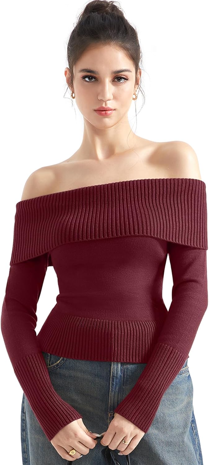 SUUKSESS Women Off Shoulder Sweaters for Trendy Fall Style