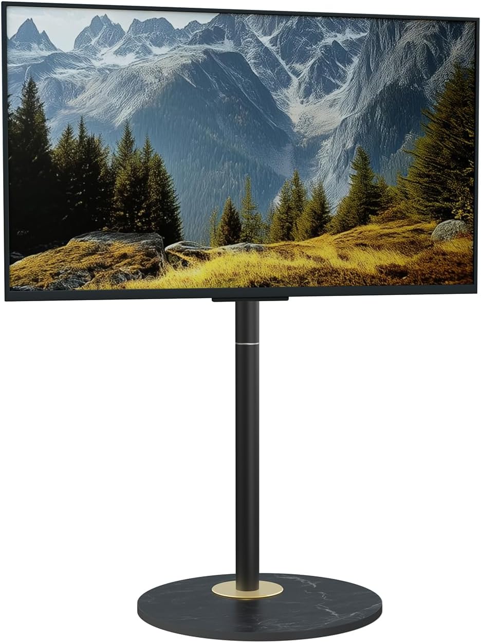 Floor TV Stand for 40-75 Inch Screens with Swivel and Marble Base