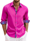 Men's Pink Contrast Dress Shirt Long Sleeve Button Down - Regular Fit