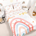 Twin Size Toddler Bedding Set for Girls - 5 Piece Rainbow Comforter
