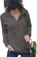 Quilted Pattern Lightweight Women's Zip Sweatshirt - Casual Comfort