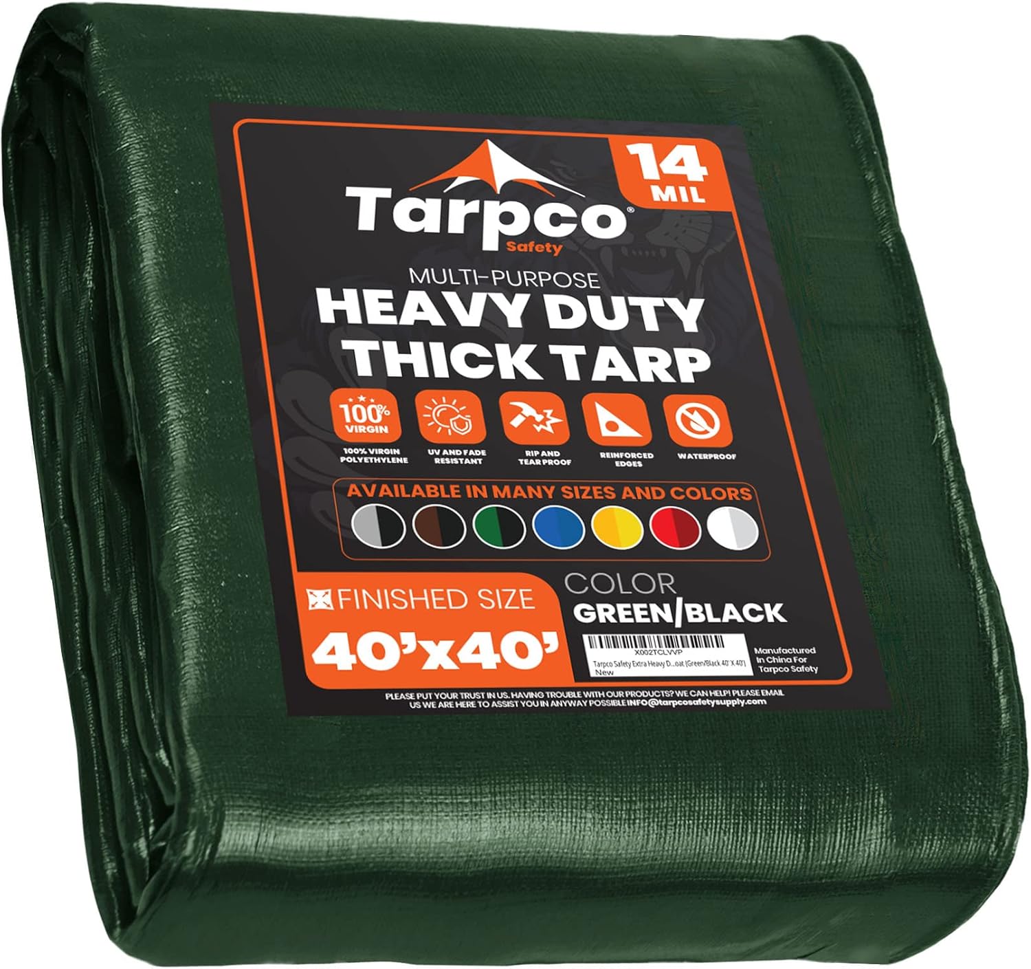 Tarpco Safety Extra Heavy Duty 14 Mil Tarp Cover for All Needs
