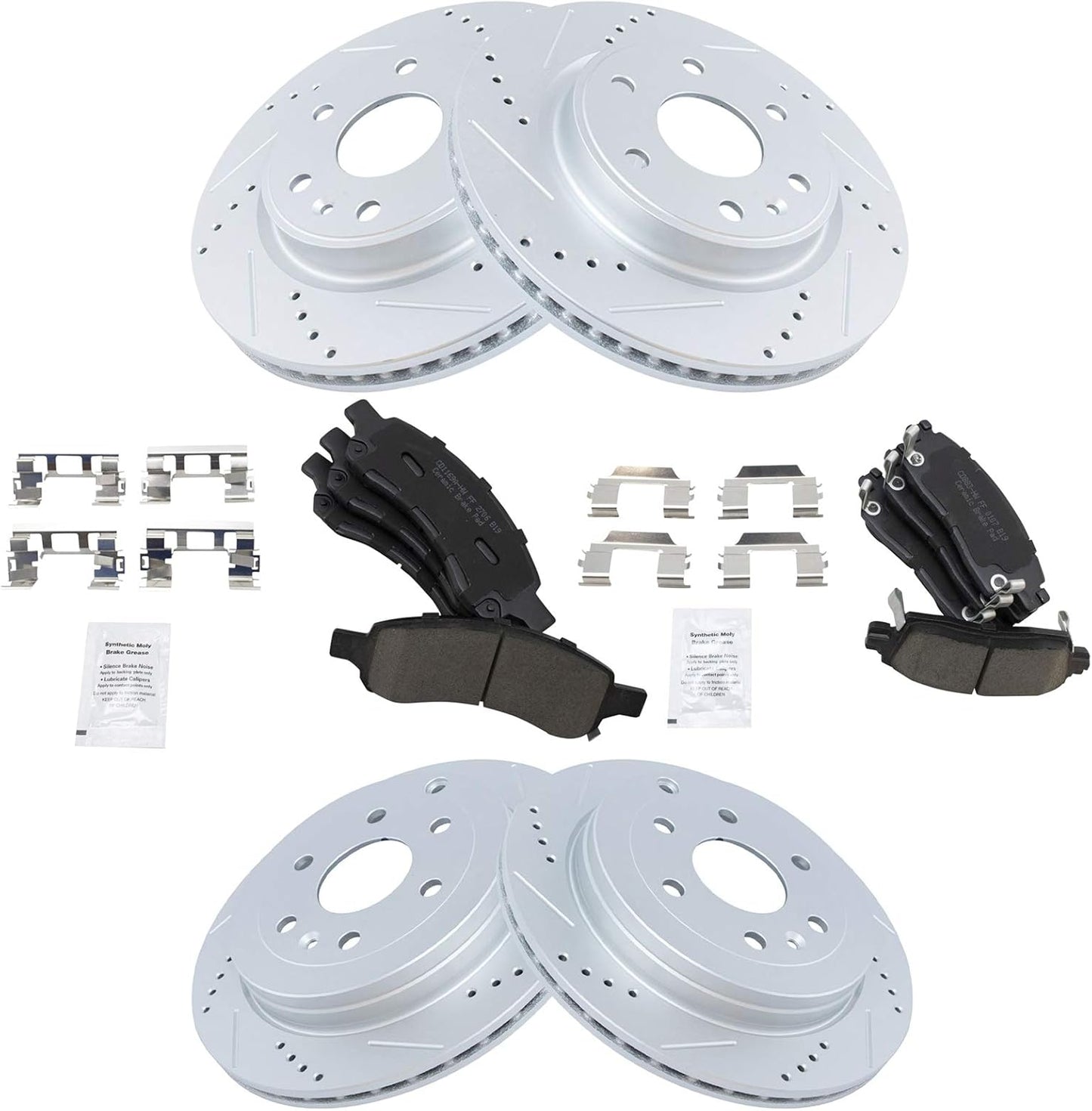 TRQ Ceramic Brake Pad & Disc Rotor Kit for Traverse Acadia