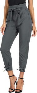 GRACE KARIN Womens High Waist Pencil Pants with Pockets - Cropped Tie