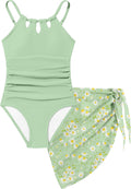 KANGKANG Girls One Piece Swimsuit with Tropical Cover Up - Quick Dry
