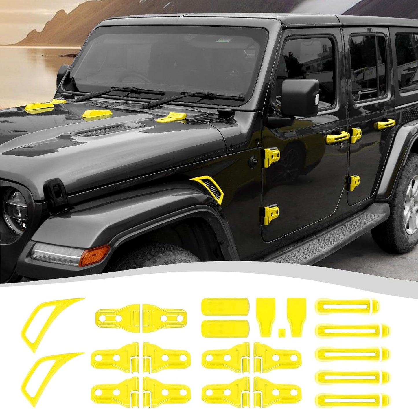22PCS Full Set Exterior Decoration Trim Kit for Jeep Wrangler