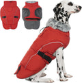 DENTRUN Large Dog Coat Thick Fleece Lined Reflective Winter Jacket