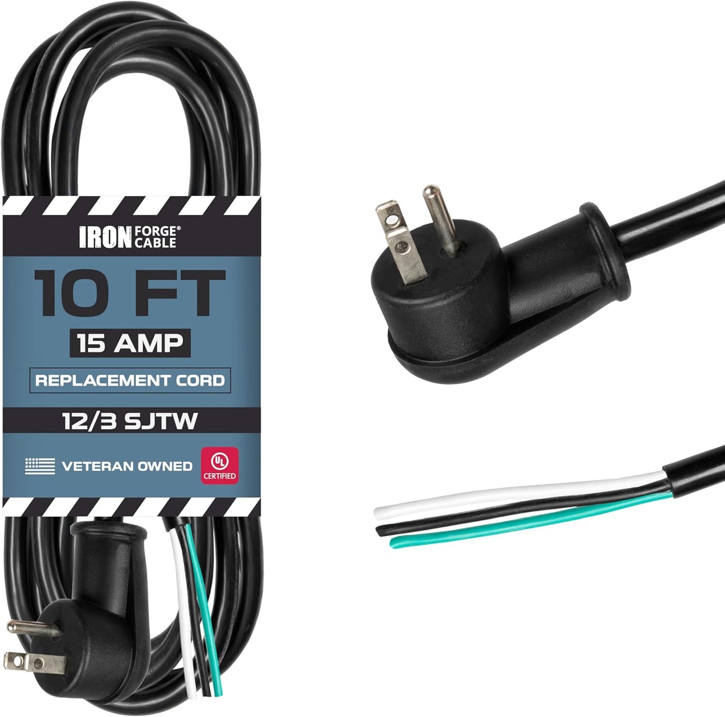Iron Forge Cable 10ft 12 Gauge Power Cord for Heavy Duty Use