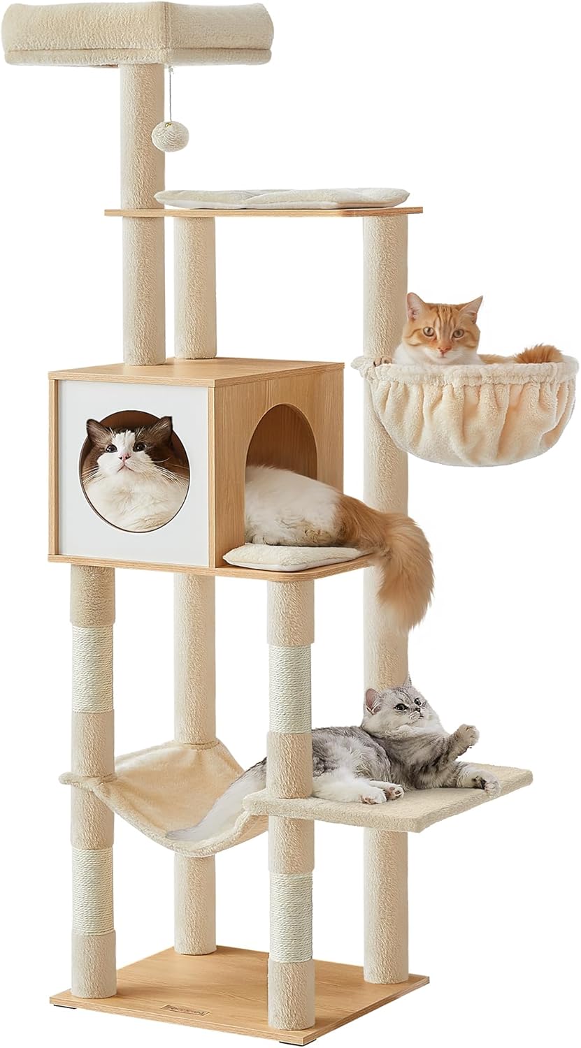 Feandrea Cat Tree 65-Inch Tall Multi-Level Cat Condo for Cats