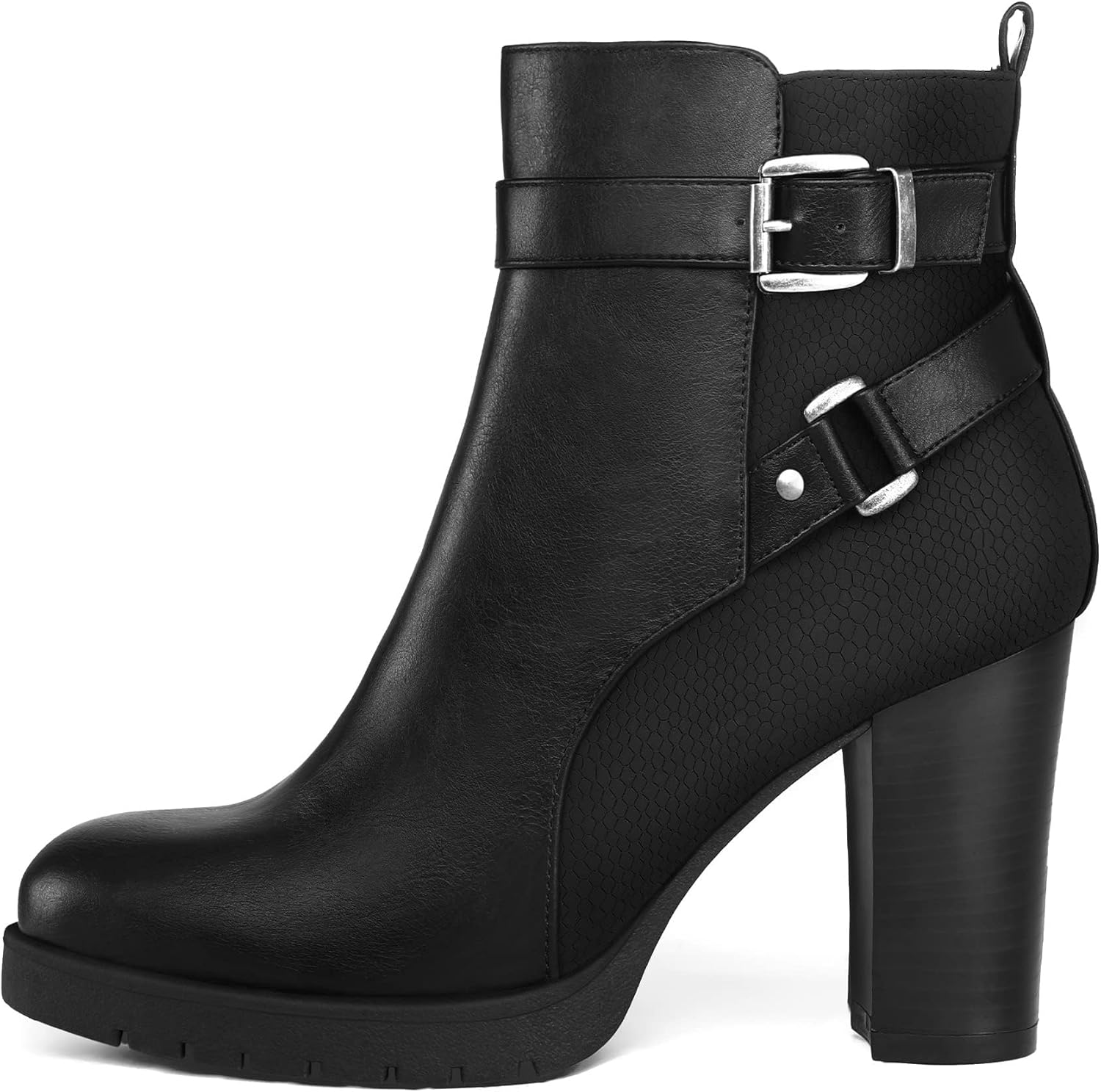 mysoft Women's Ankle Boots with Chunky Stacked Heel Design