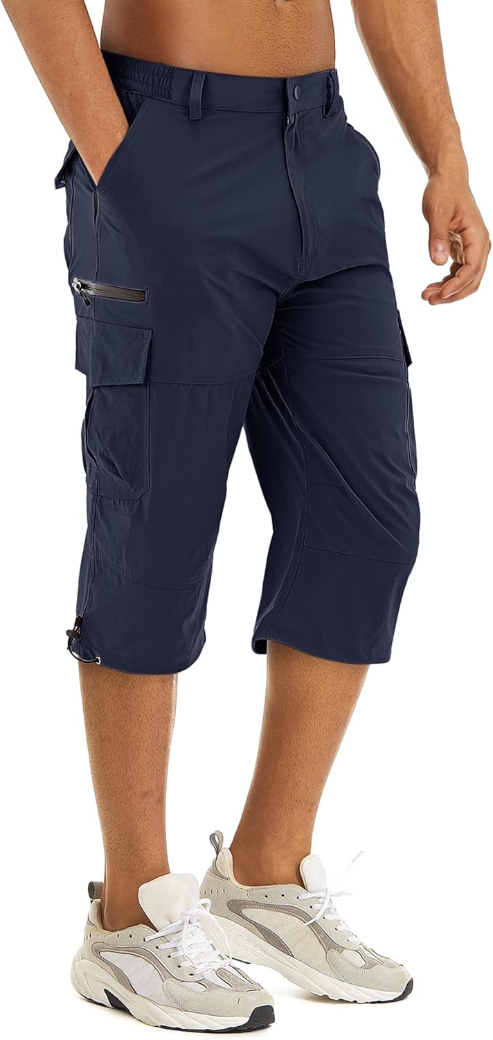 TACVASEN Men's Capri Pants Quick Dry Cargo Hiking Shorts